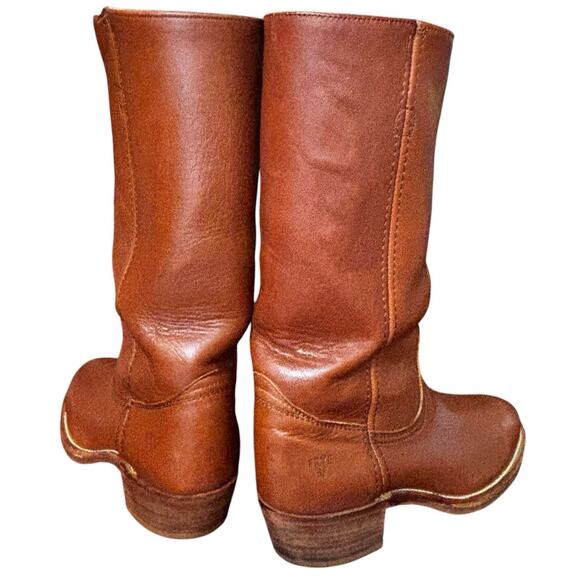 Frye Campus 2595 Men 8.5 EE Wide Dark Camel Brown Leather Boots Made USA Vintage